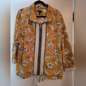 Floral Yellow Jacket with Black and White Accents